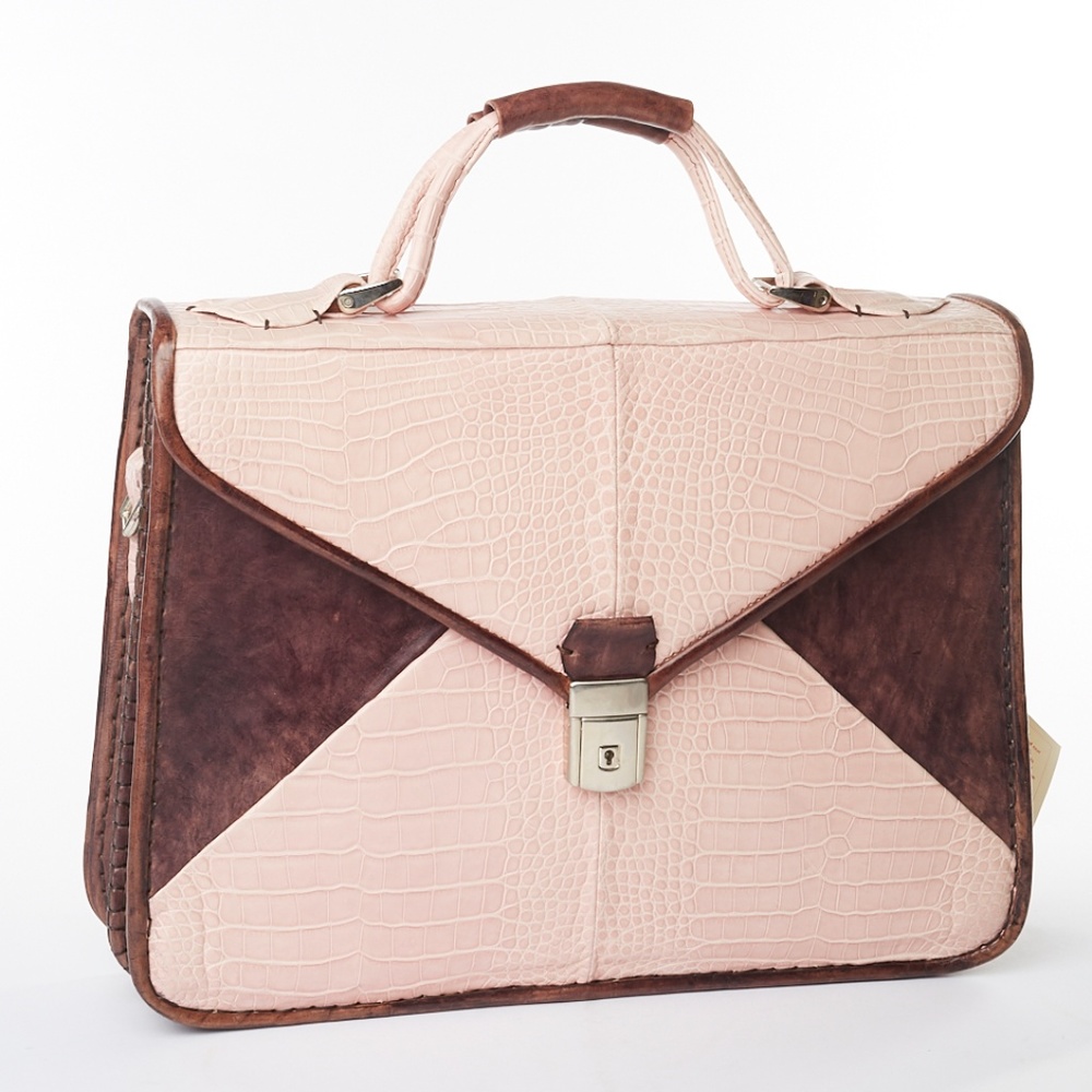 ❌ NWT Massimilano Stanco Leather Pink Briefcase - Picture 3 of 8